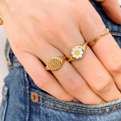 Sun Star Moon Signet Ring