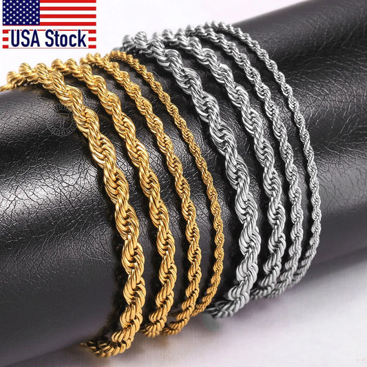 2/3/4/5mm Stainless Steel Chain Bracelets