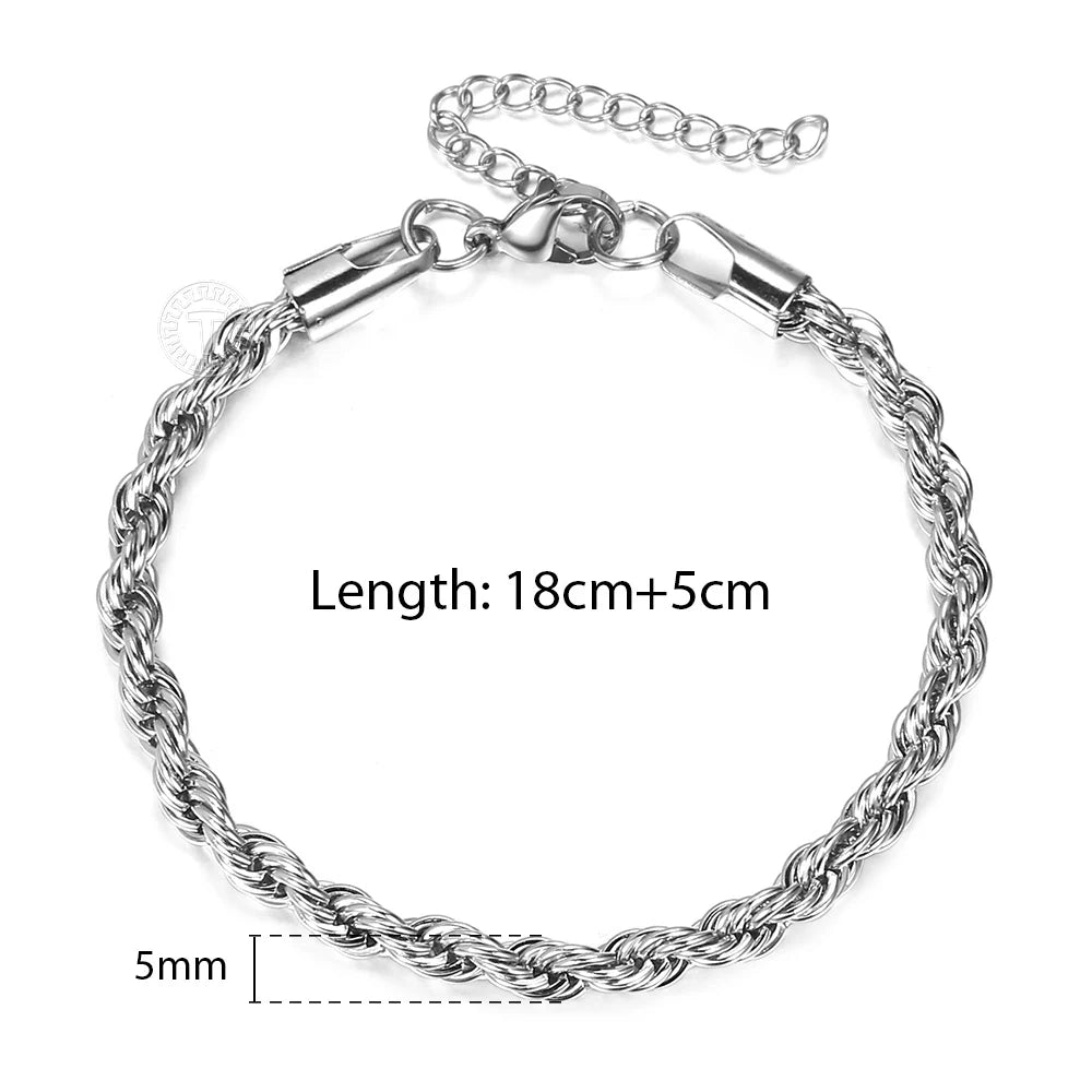 2/3/4/5mm Stainless Steel Chain Bracelets