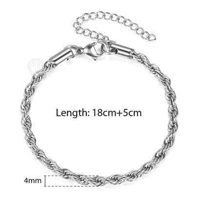 2/3/4/5mm Stainless Steel Chain Bracelets