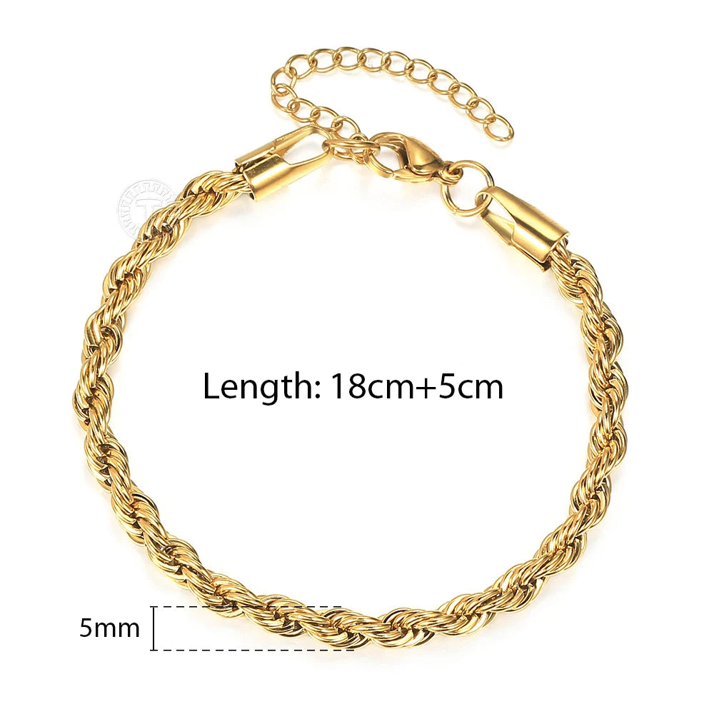 2/3/4/5mm Stainless Steel Chain Bracelets