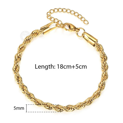 2/3/4/5mm Stainless Steel Chain Bracelets