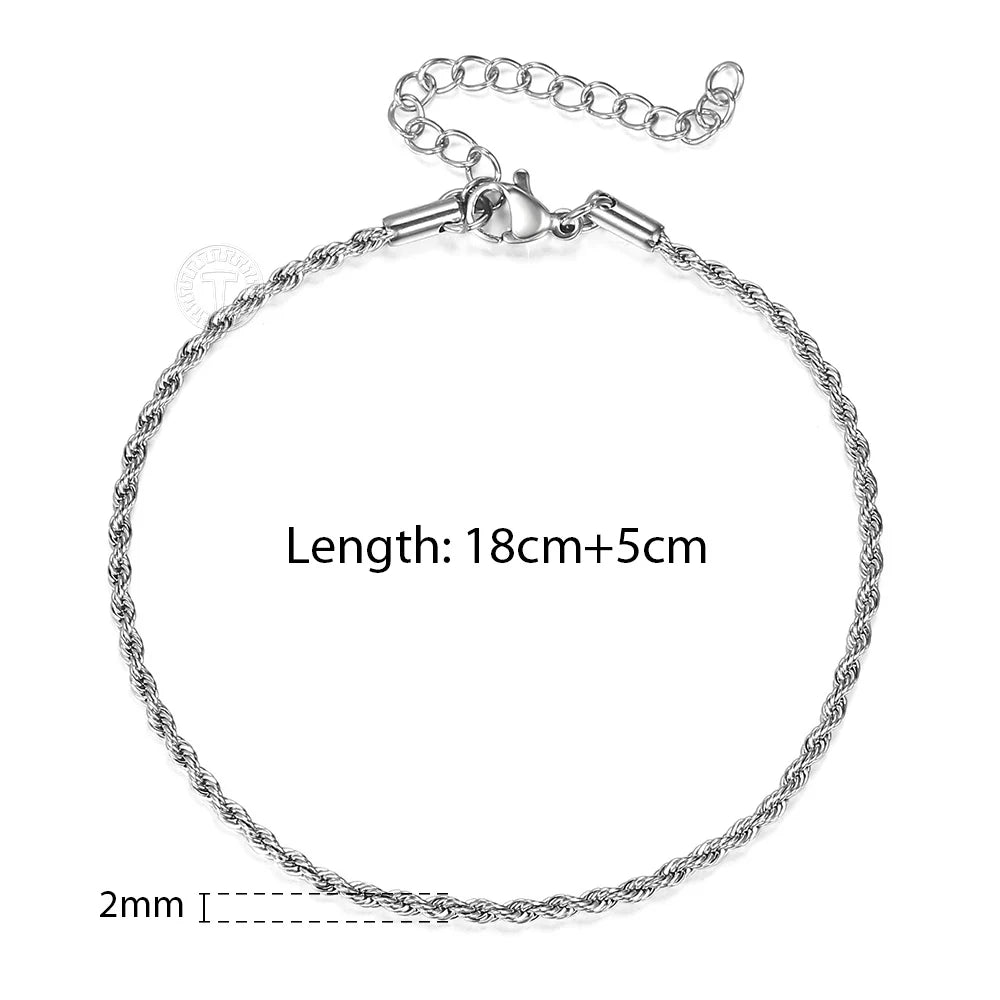 2/3/4/5mm Stainless Steel Chain Bracelets