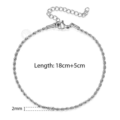 2/3/4/5mm Stainless Steel Chain Bracelets