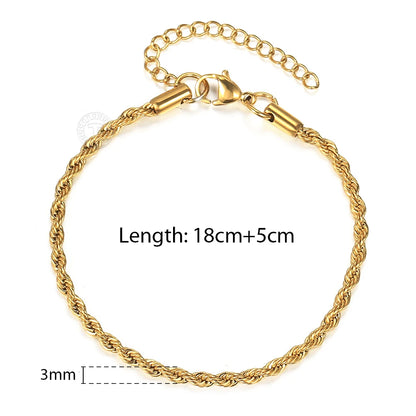 2/3/4/5mm Stainless Steel Chain Bracelets