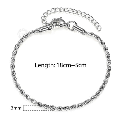 2/3/4/5mm Stainless Steel Chain Bracelets