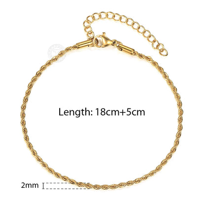 2/3/4/5mm Stainless Steel Chain Bracelets