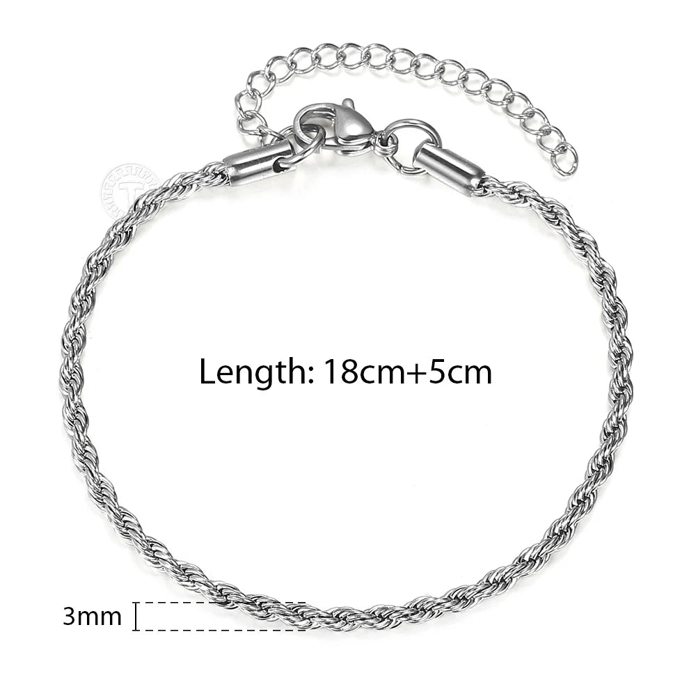 2/3/4/5mm Stainless Steel Chain Bracelets