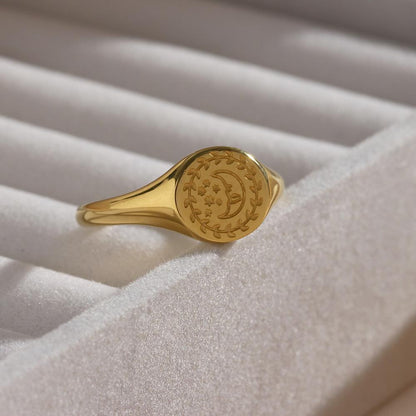 Sun Star Moon Signet Ring