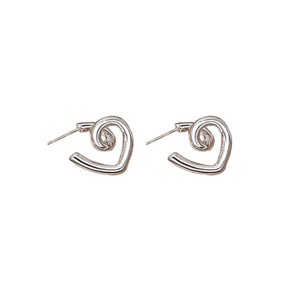 Line Knot Heart Stud Earrings