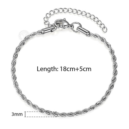 Stainless Steel Twisted Rope Chain Bracelets