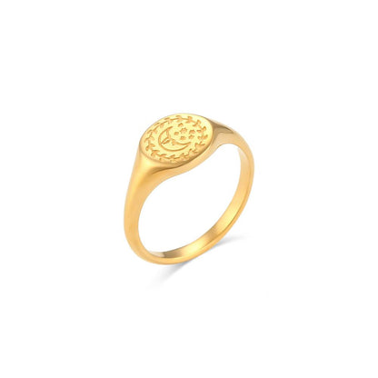 Sun Star Moon Signet Ring