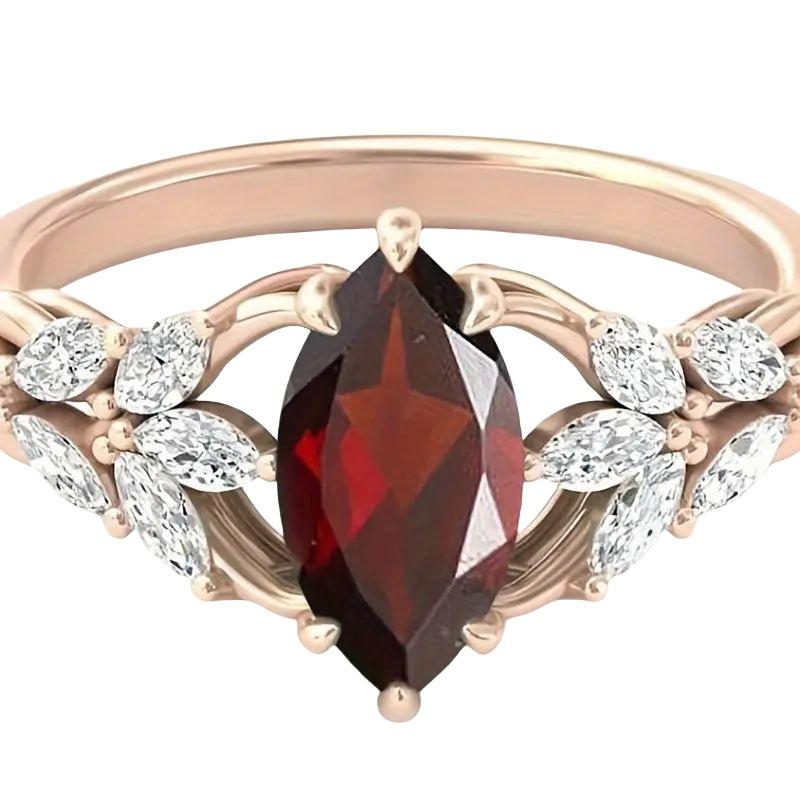 18K Gold-Plated Scarlet Zircon Ring