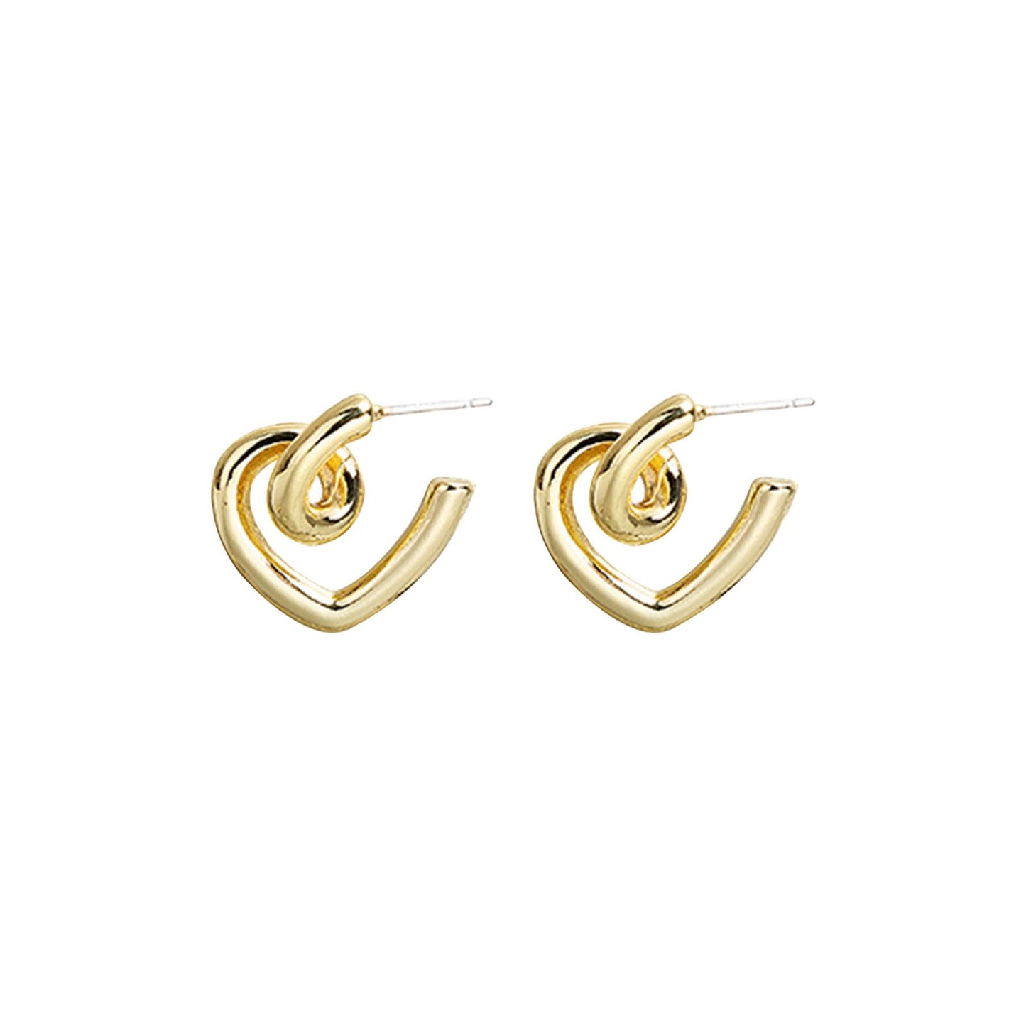 Line Knot Heart Stud Earrings