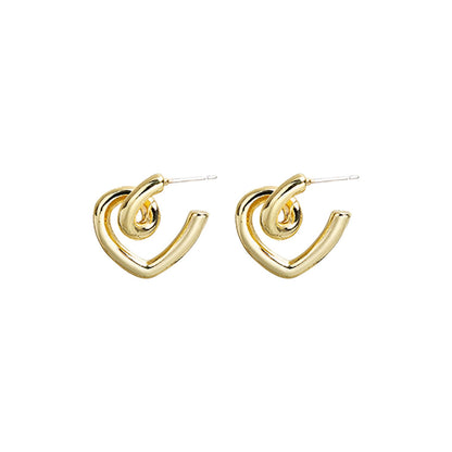 Line Knot Heart Stud Earrings