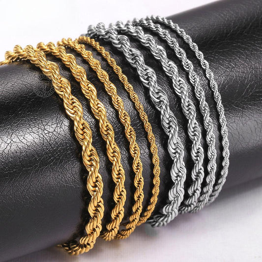 Stainless Steel Twisted Rope Chain Bracelets