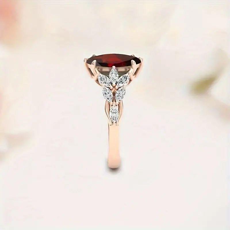 18K Gold-Plated Scarlet Zircon Ring