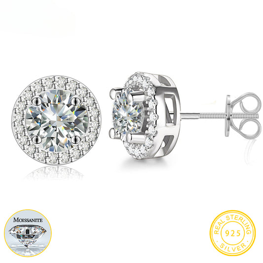 Classic Round 2CT Diamond Test Passed Moissanite Earring