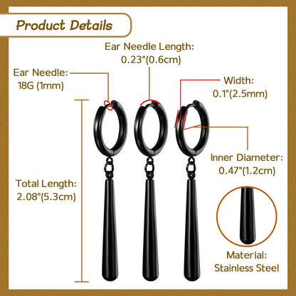 Men Dangle Earrings Stainless Steel