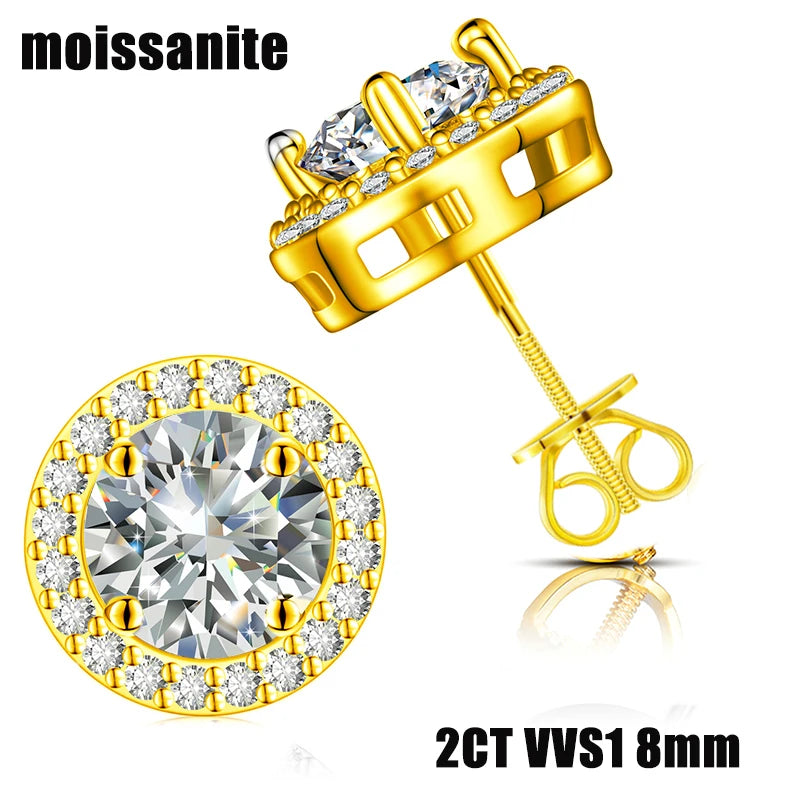 Classic Round 2CT Diamond Test Passed Moissanite Earring