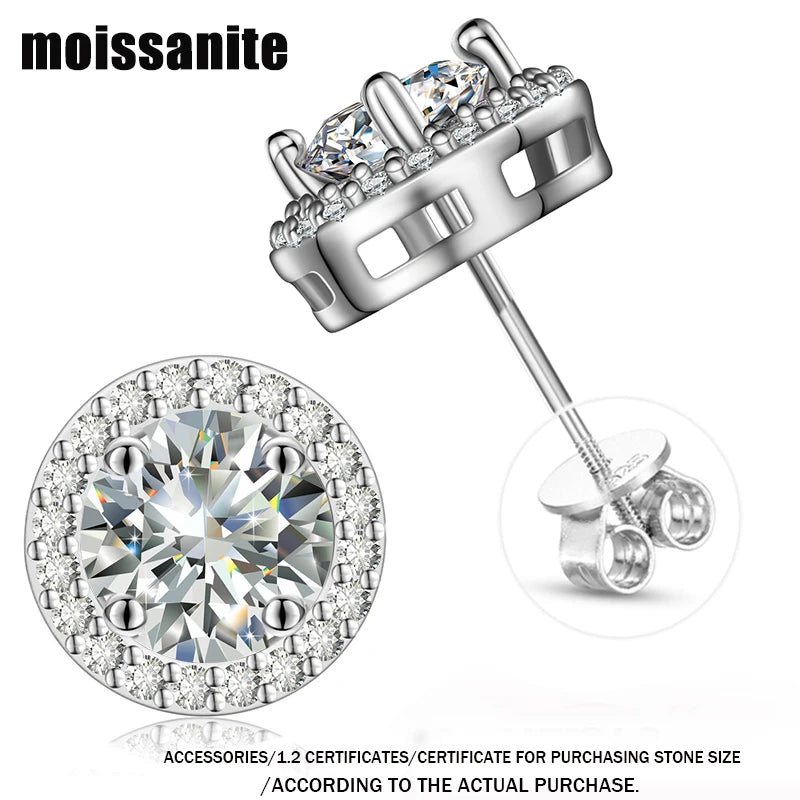 Classic Round 2CT Diamond Test Passed Moissanite Earring