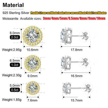 Classic Round 2CT Diamond Test Passed Moissanite Earring