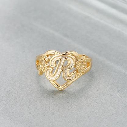 Initials Heart Adjustable Ring