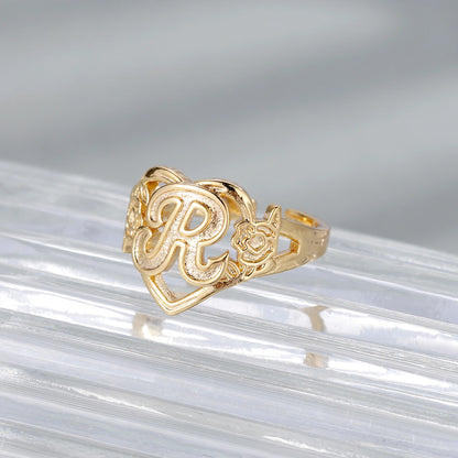 Initials Heart Adjustable Ring