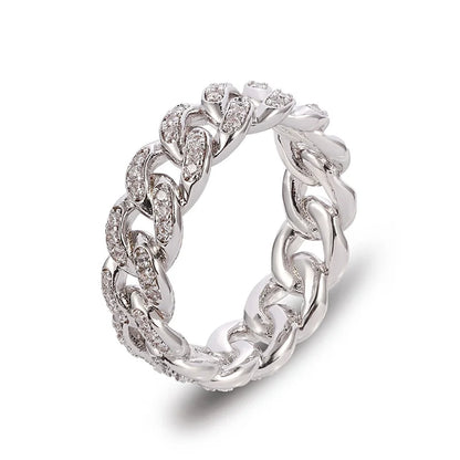 Hiphop Ring Silver Color Cuba Chain Ring