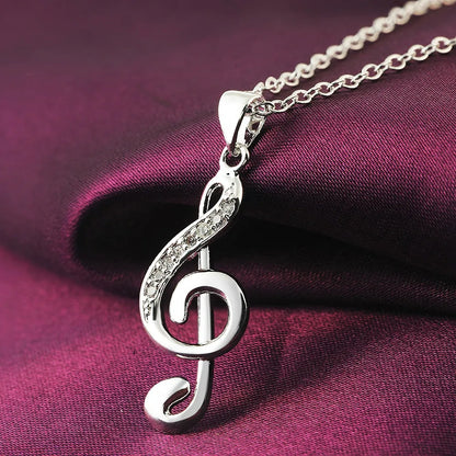 Clef Music Note Charm Pend Necklace