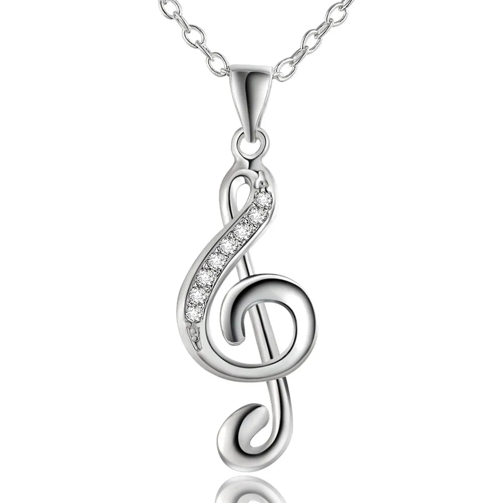 Clef Music Note Charm Pend Necklace