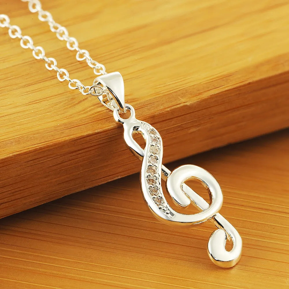 Clef Music Note Charm Pend Necklace