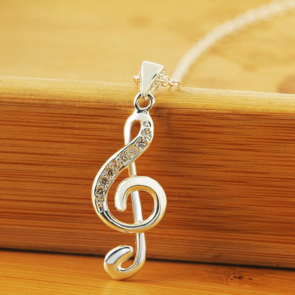 Clef Music Note Charm Pend Necklace