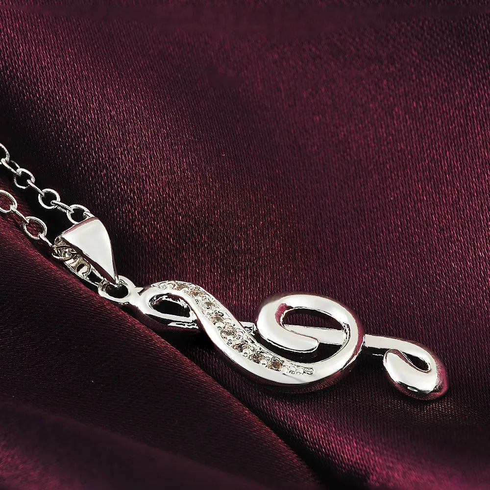 Clef Music Note Charm Pend Necklace