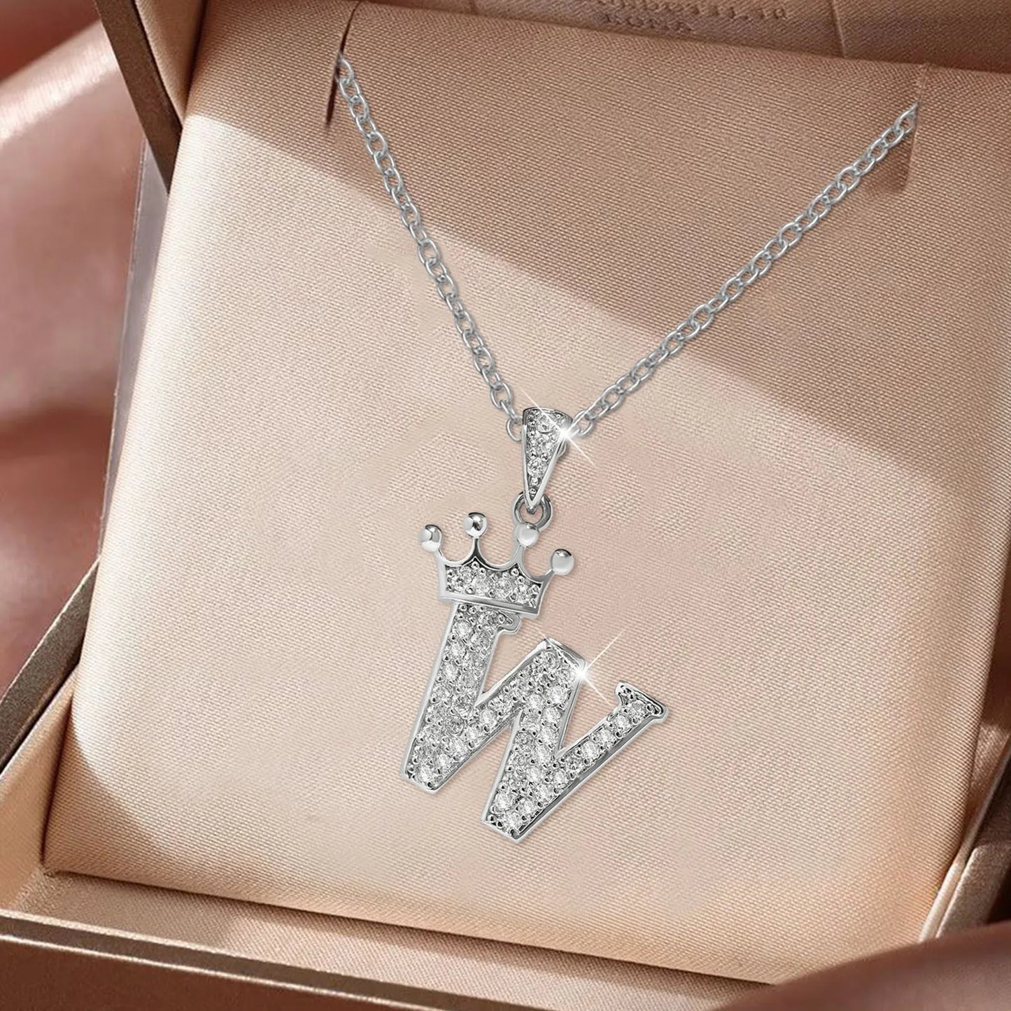 Stainless Steel Cubic Letter Pendant Necklace