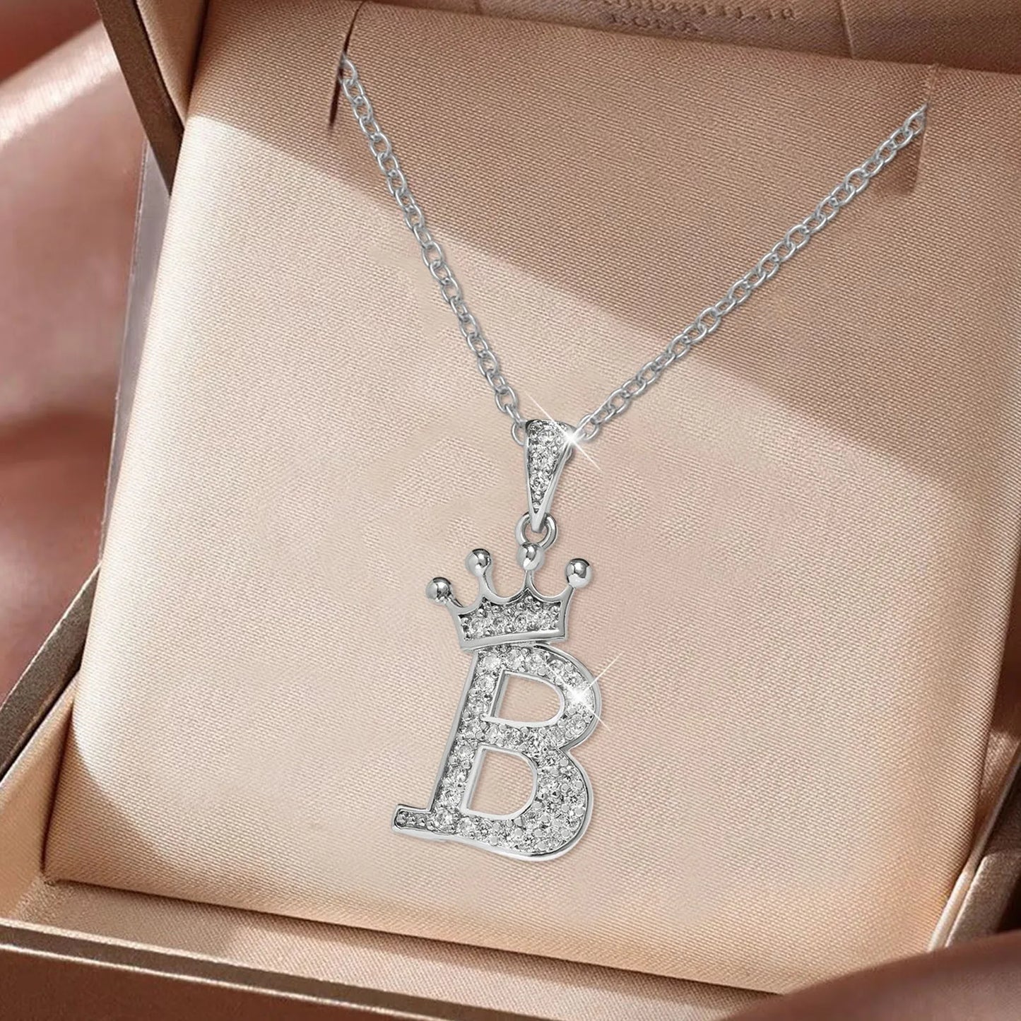 Stainless Steel Cubic Letter Pendant Necklace