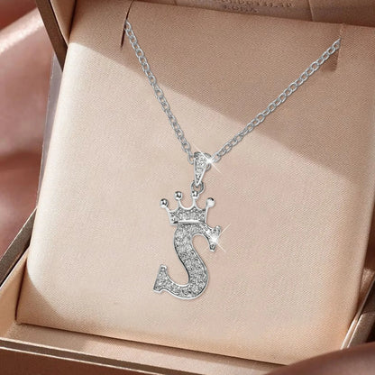 Stainless Steel Cubic Letter Pendant Necklace