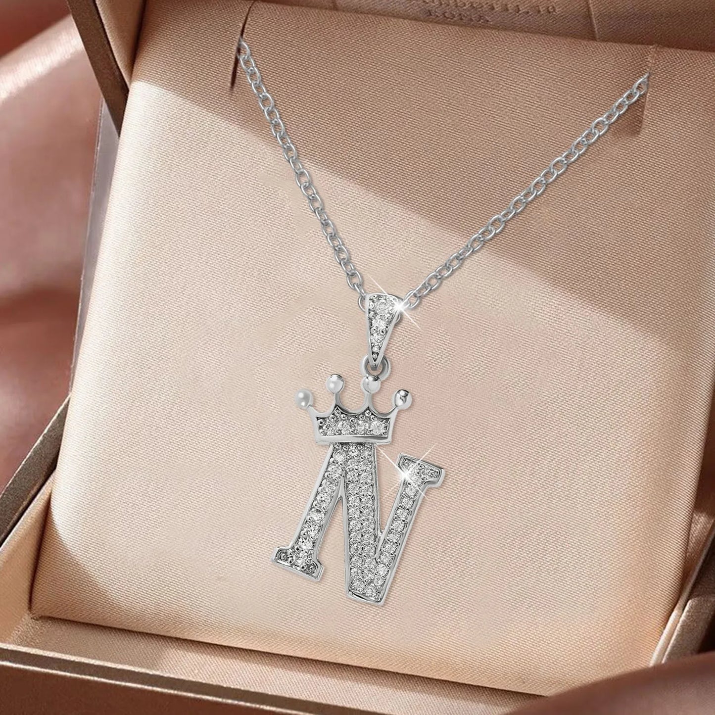 Stainless Steel Cubic Letter Pendant Necklace