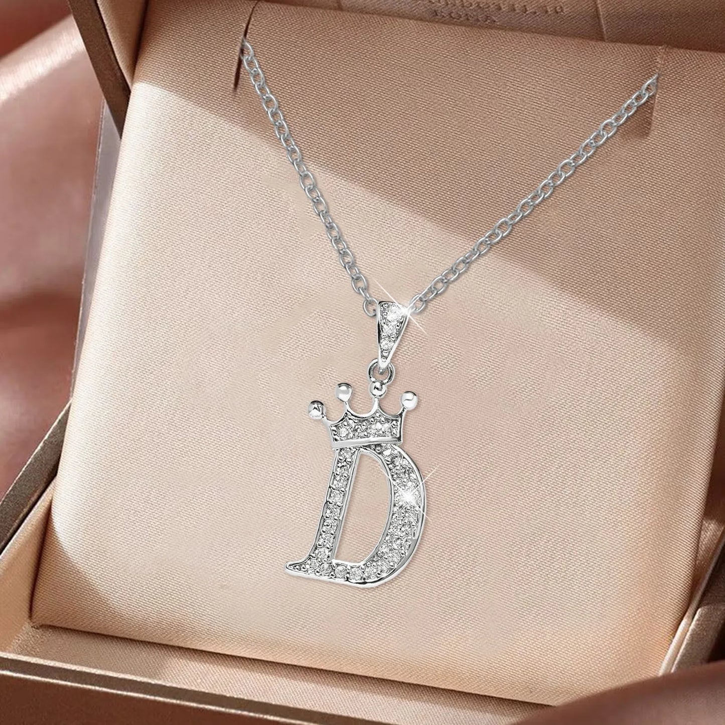 Stainless Steel Cubic Letter Pendant Necklace