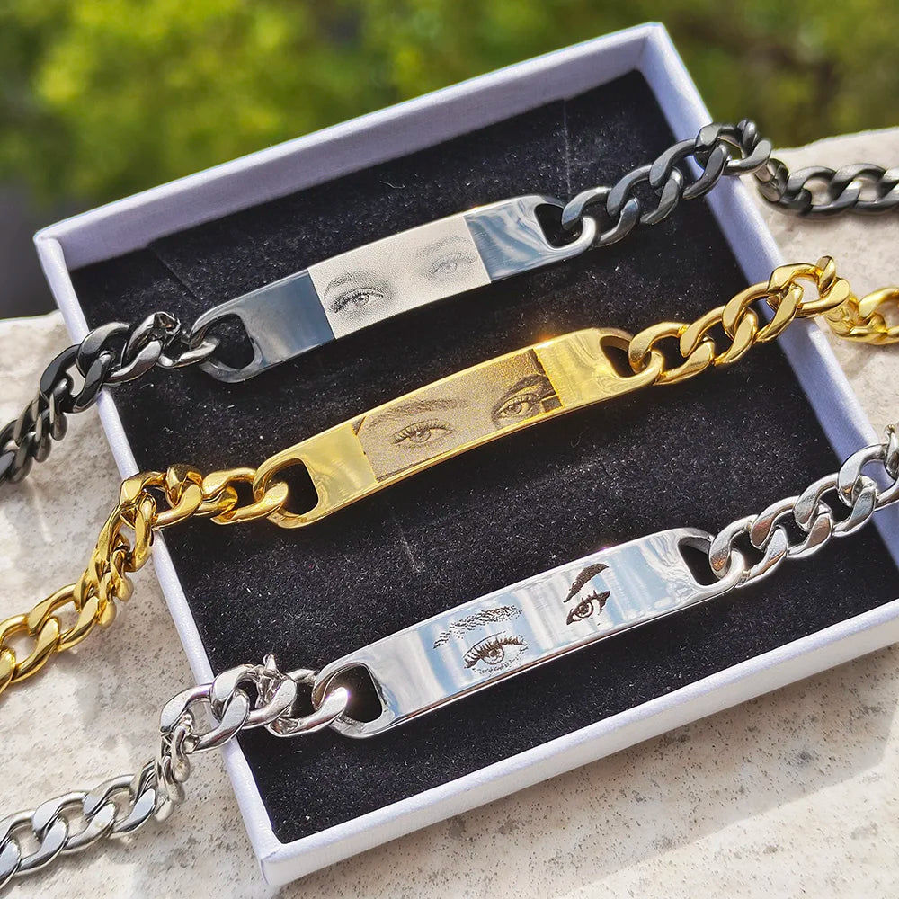 Personalized Eyes Photo Couple Bracelet