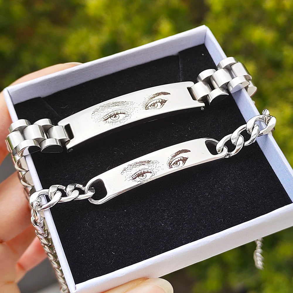 Personalized Eyes Photo Couple Bracelet