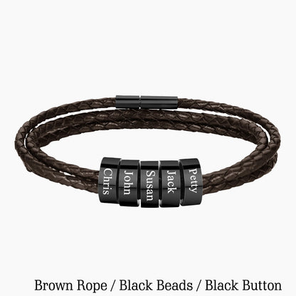 Personalized Mens Braided Leather Bracelet