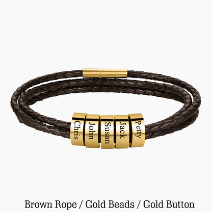 Personalized Mens Braided Leather Bracelet