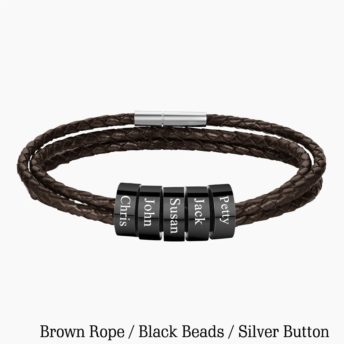 Personalized Mens Braided Leather Bracelet