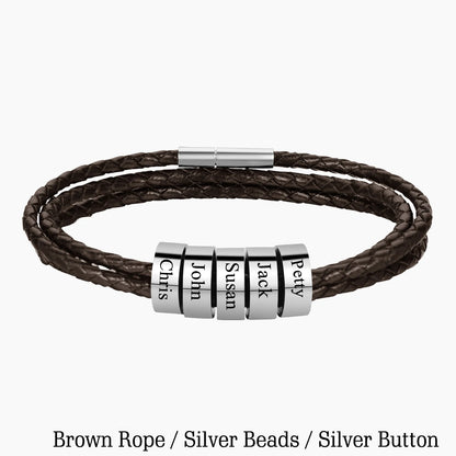 Personalized Mens Braided Leather Bracelet