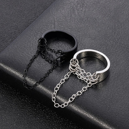 Black Silver Color Chain Rings