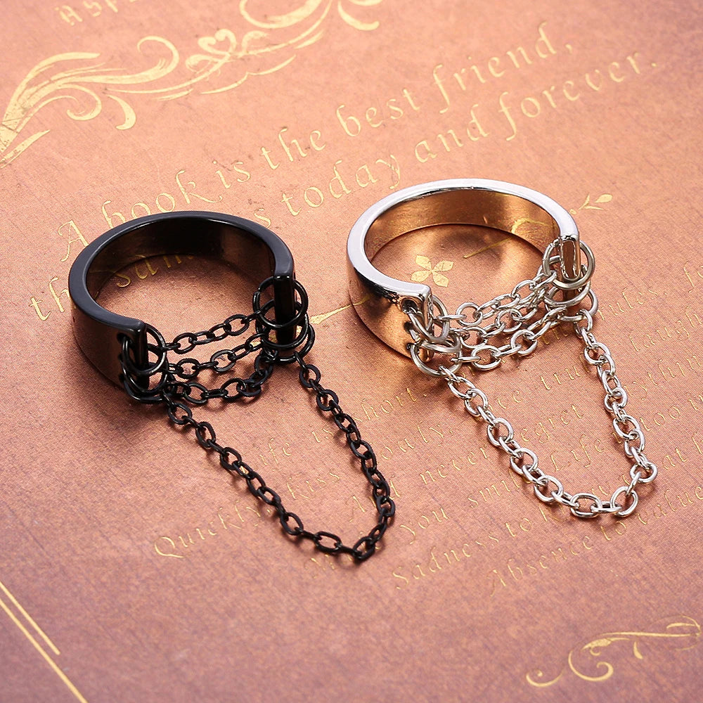 Black Silver Color Chain Rings