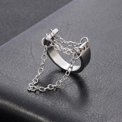 Black Silver Color Chain Rings