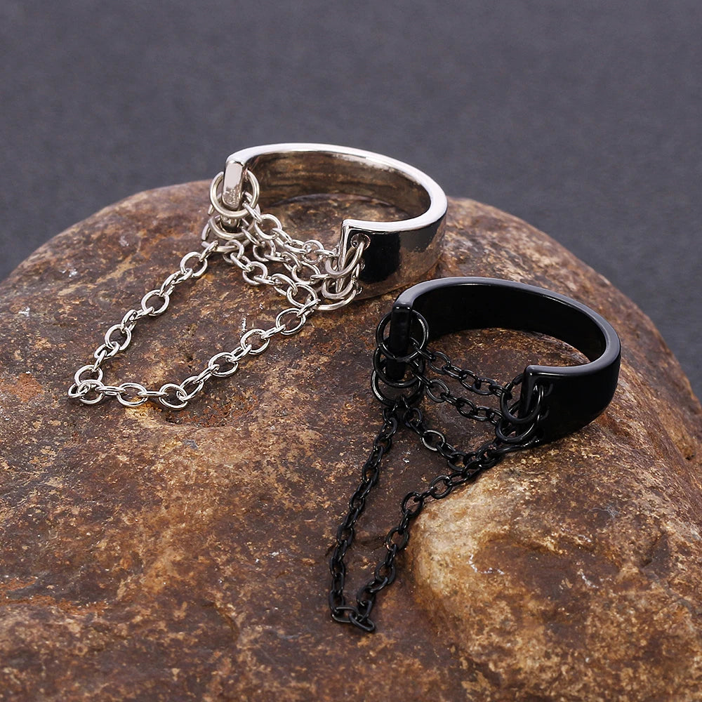 Black Silver Color Chain Rings