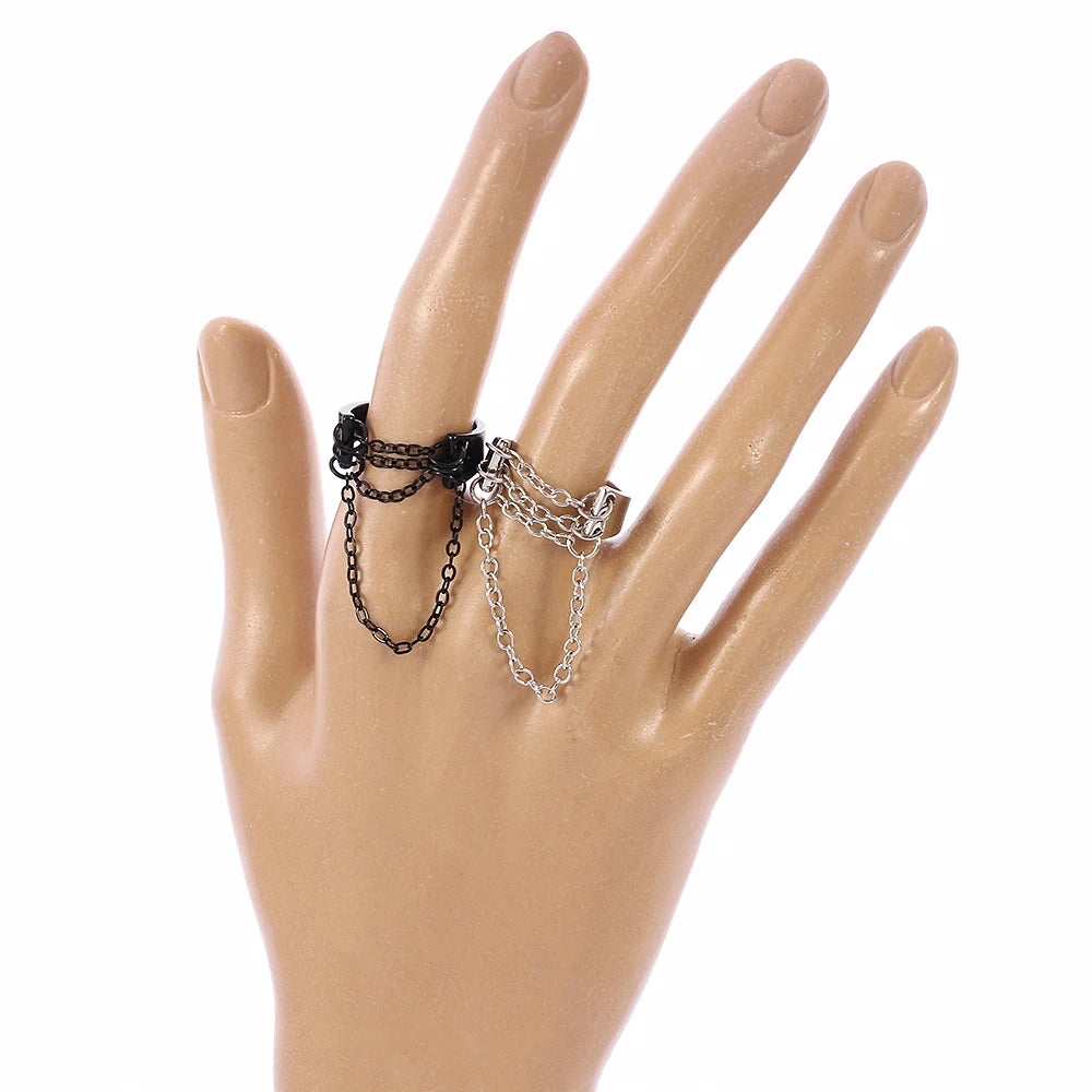 Black Silver Color Chain Rings